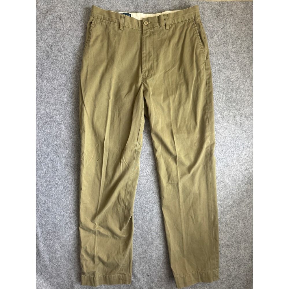 Polo Ralph Lauren Mens Prospect Pant 33/32 Khaki Solid 100% Cotton Chinos